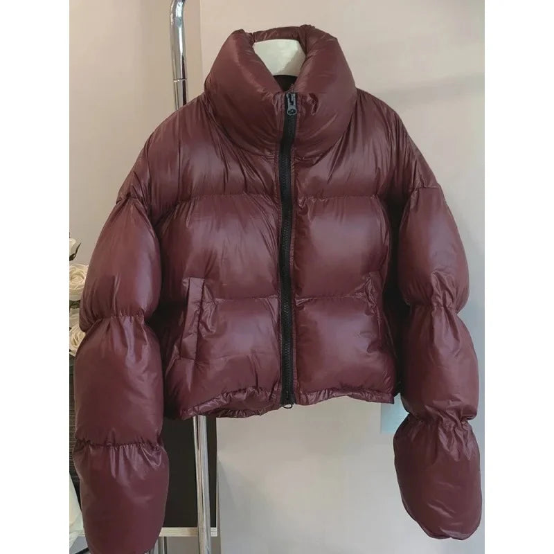 Women's Short Loose Thickened Cotton Jacket Stand Collar Fashionable Autumn Winter Outerwear Bread Style Small Size Friendly