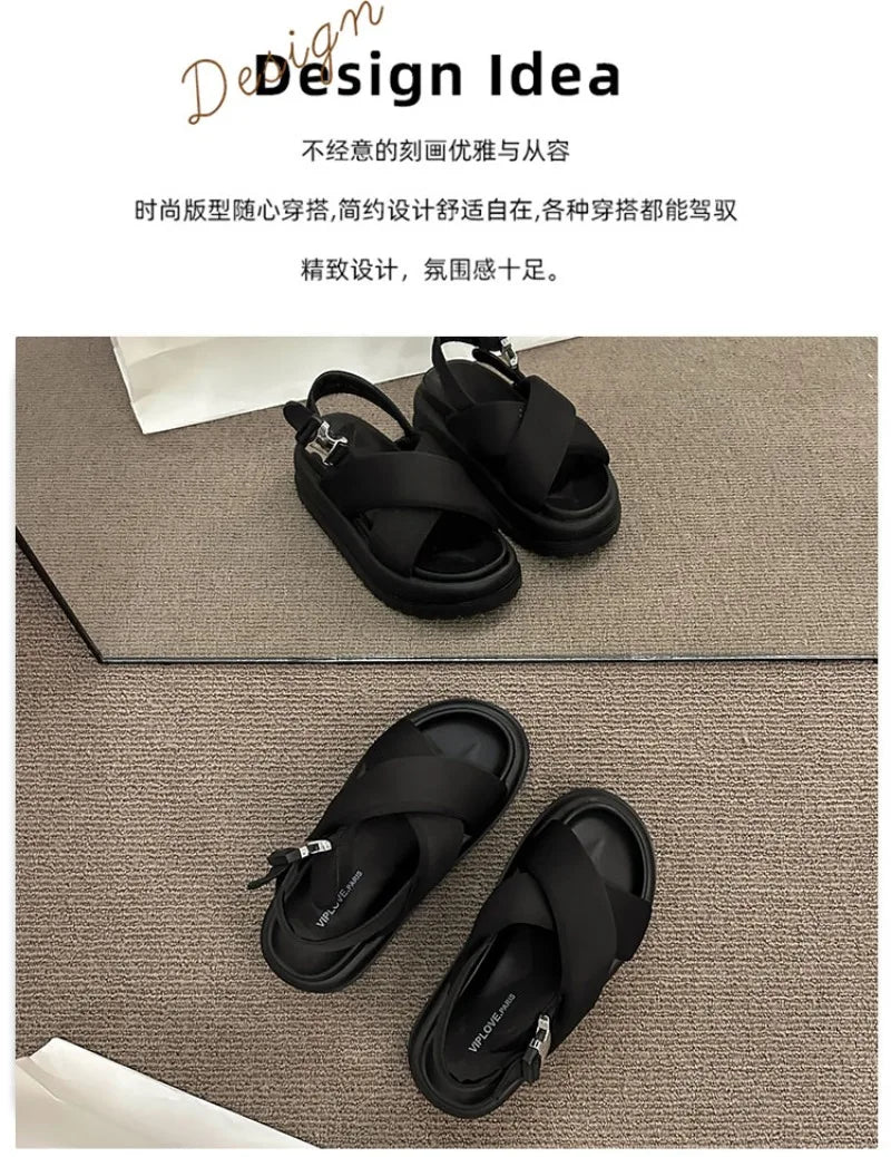 Female Sandals Comfort Shoes for Women 2025 New Elegant Summer Shoes Girls New Thick Beach Fashion Sandals