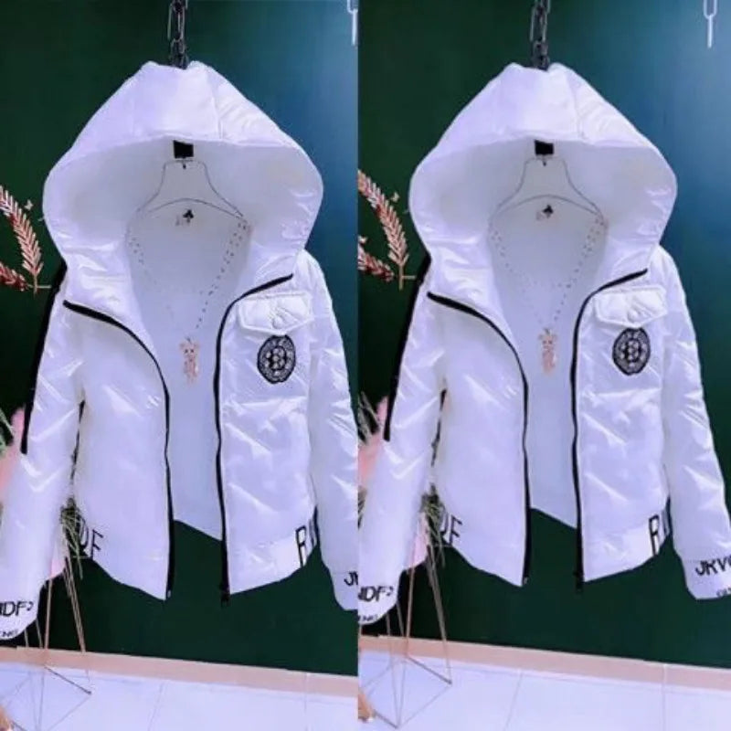 Autumn Winter 2025 New Women Jacket Bright Cotton Clothes Parkas Fashion Hooded Coat