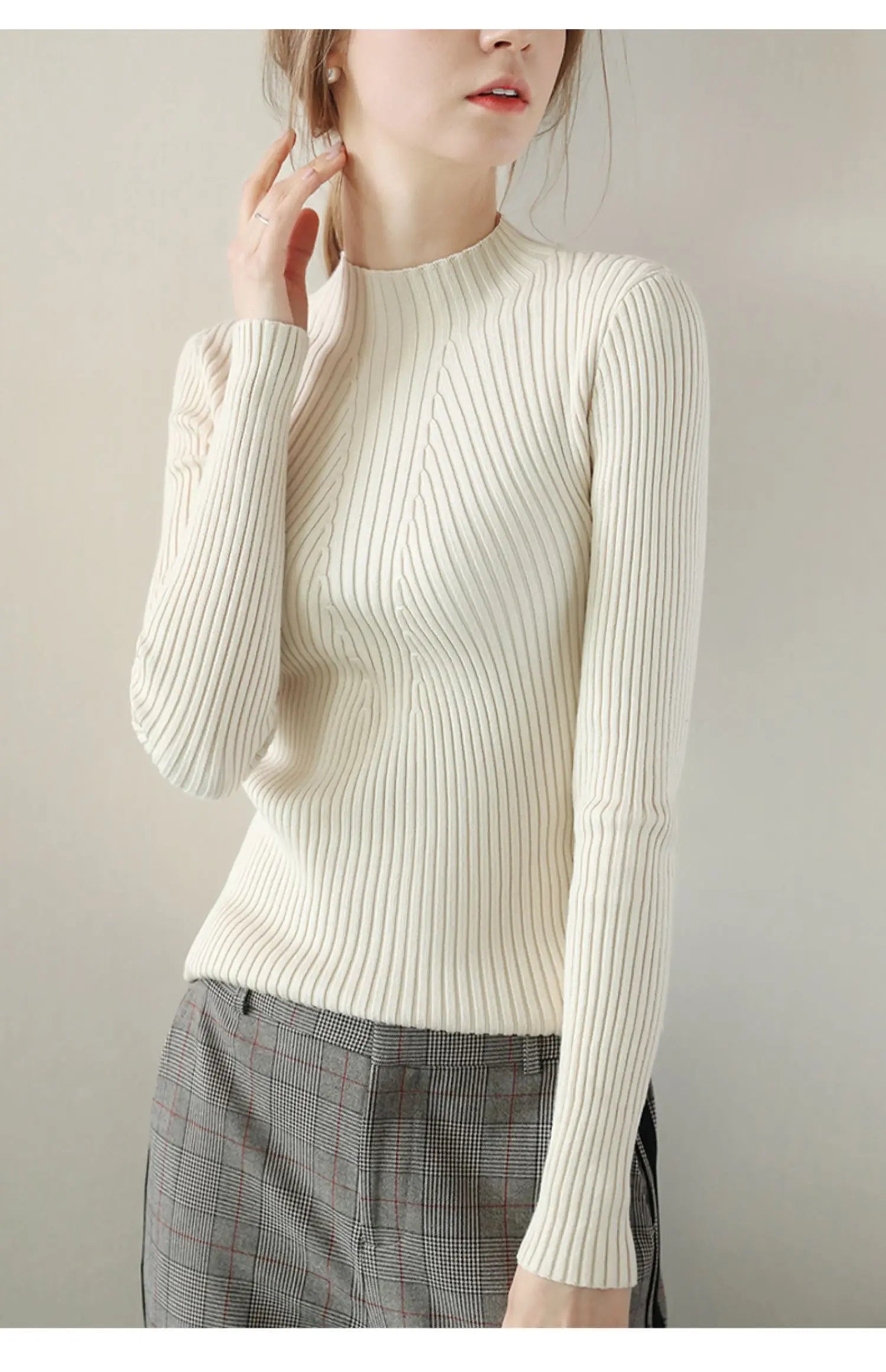 2025 Women Pullovers Autumn Winter Turtleneck Sweater Women Fashion Chic Knitted Tops Long Sleeve Jumper Pull Femme Clothing