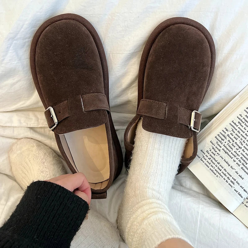 Thick bottoming women's retro spring and Autumn 2023 new loafers flat non-slip with skirt soft sole single shoes