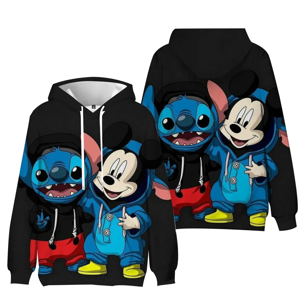 Kawaii Stitch Women's Hooded Sweatshirt Cute Cartoon Autumn And Winter Sportswear Fashions Printed Unisex Long Sleeved Clothing