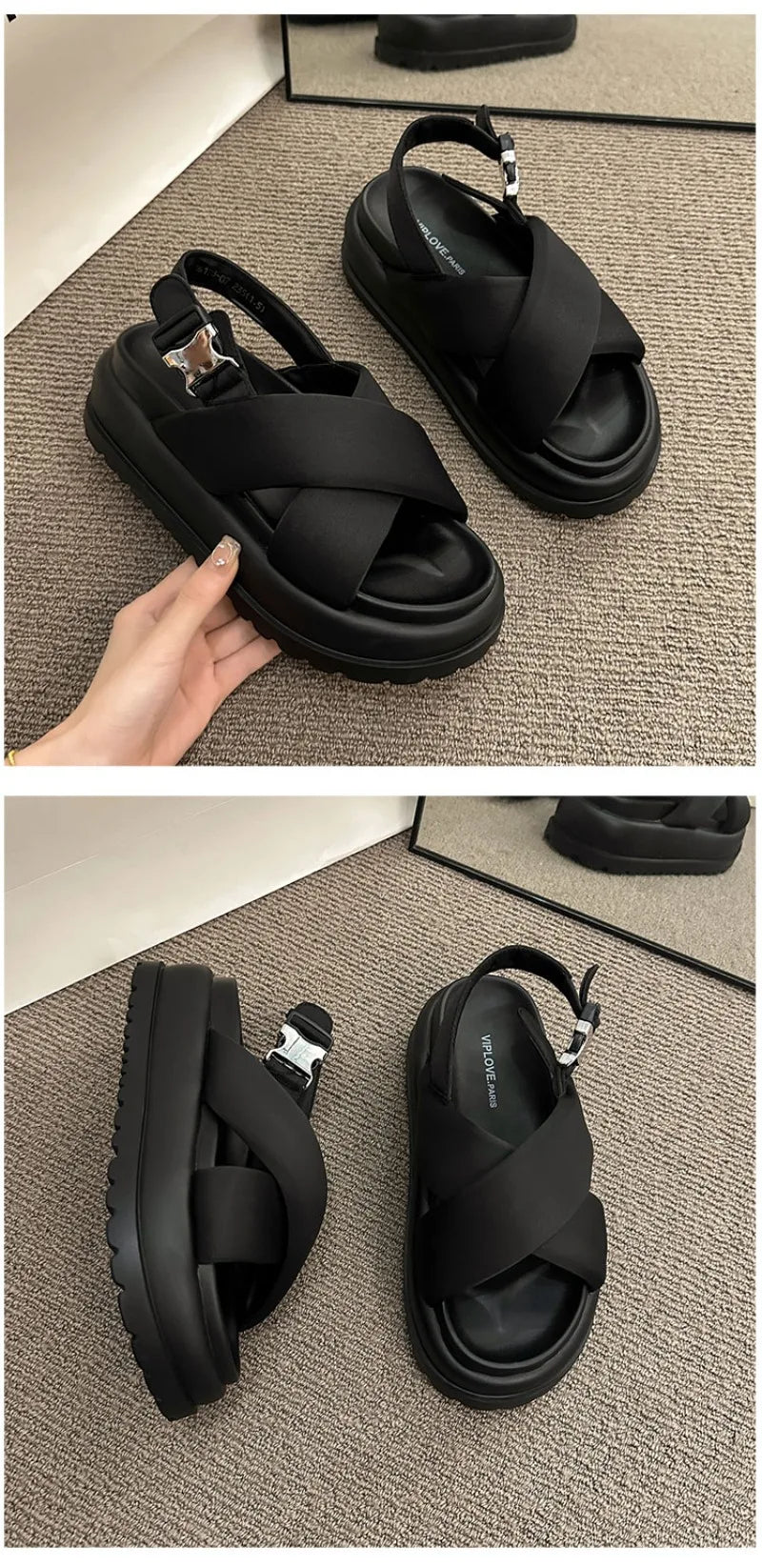 Female Sandals Comfort Shoes for Women 2025 New Elegant Summer Shoes Girls New Thick Beach Fashion Sandals