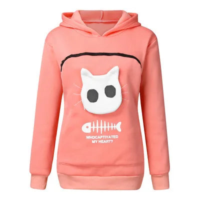 S-3XL  Cat Lovers Hooded Sweatshirt Kangaroo Dog Pet Paw Dropshipping Pullovers Cuddle Pouch  Fish  Pocket Hoodie