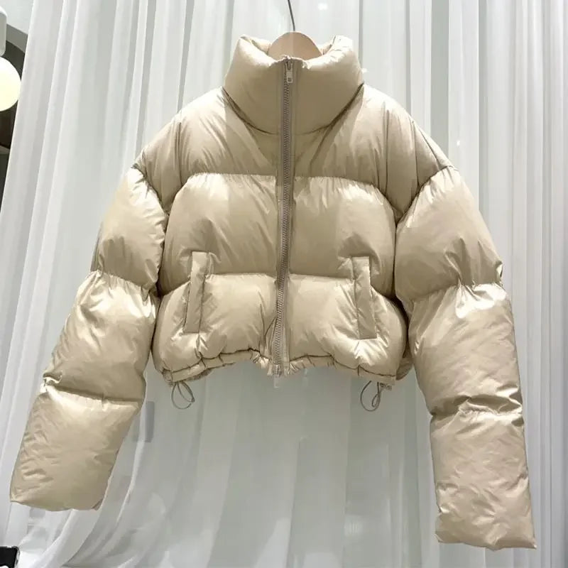 Women's Short Loose Thickened Cotton Jacket Stand Collar Fashionable Autumn Winter Outerwear Bread Style Small Size Friendly