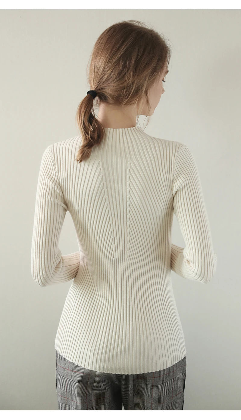 2025 Women Pullovers Autumn Winter Turtleneck Sweater Women Fashion Chic Knitted Tops Long Sleeve Jumper Pull Femme Clothing
