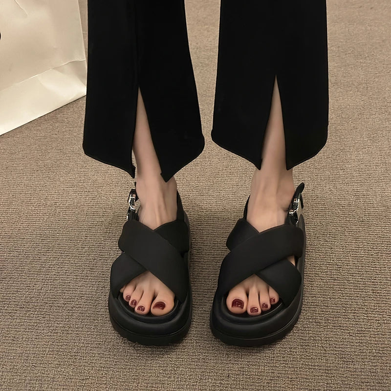 Female Sandals Comfort Shoes for Women 2025 New Elegant Summer Shoes Girls New Thick Beach Fashion Sandals