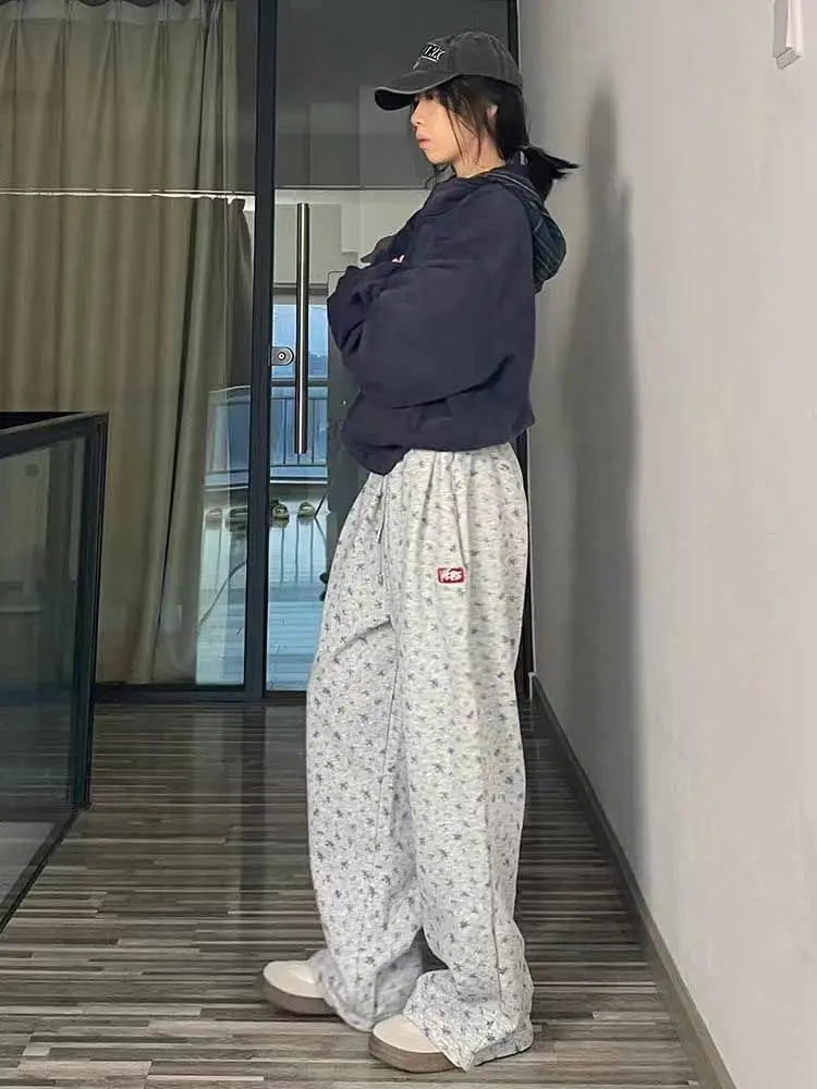 Wide Leg Pants Women Drawstring Design Loose Plus Velvet Warm College Students Autumn Winter All-match Elastic Waist Fashion Ins