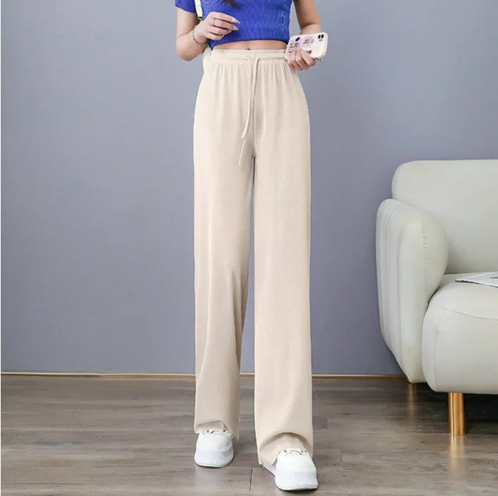 wide leg pant Korean version of the wild nine pants loose wide leg pants women summer sense high waist Straight InsTrouser pants