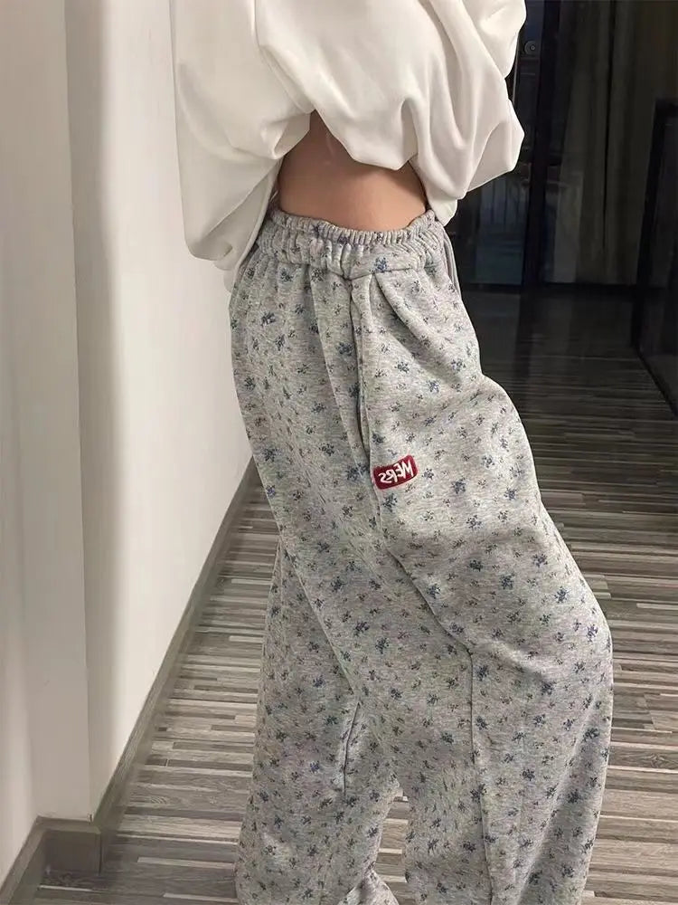 Wide Leg Pants Women Drawstring Design Loose Plus Velvet Warm College Students Autumn Winter All-match Elastic Waist Fashion Ins