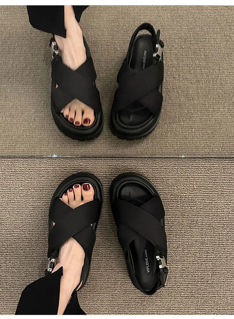 Female Sandals Comfort Shoes for Women 2025 New Elegant Summer Shoes Girls New Thick Beach Fashion Sandals