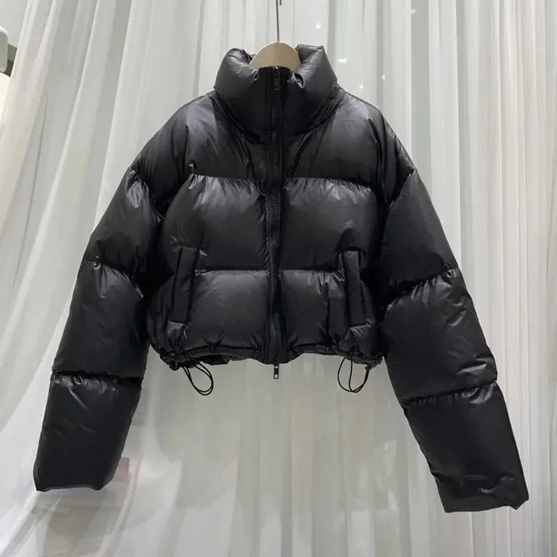 Women's Short Loose Thickened Cotton Jacket Stand Collar Fashionable Autumn Winter Outerwear Bread Style Small Size Friendly