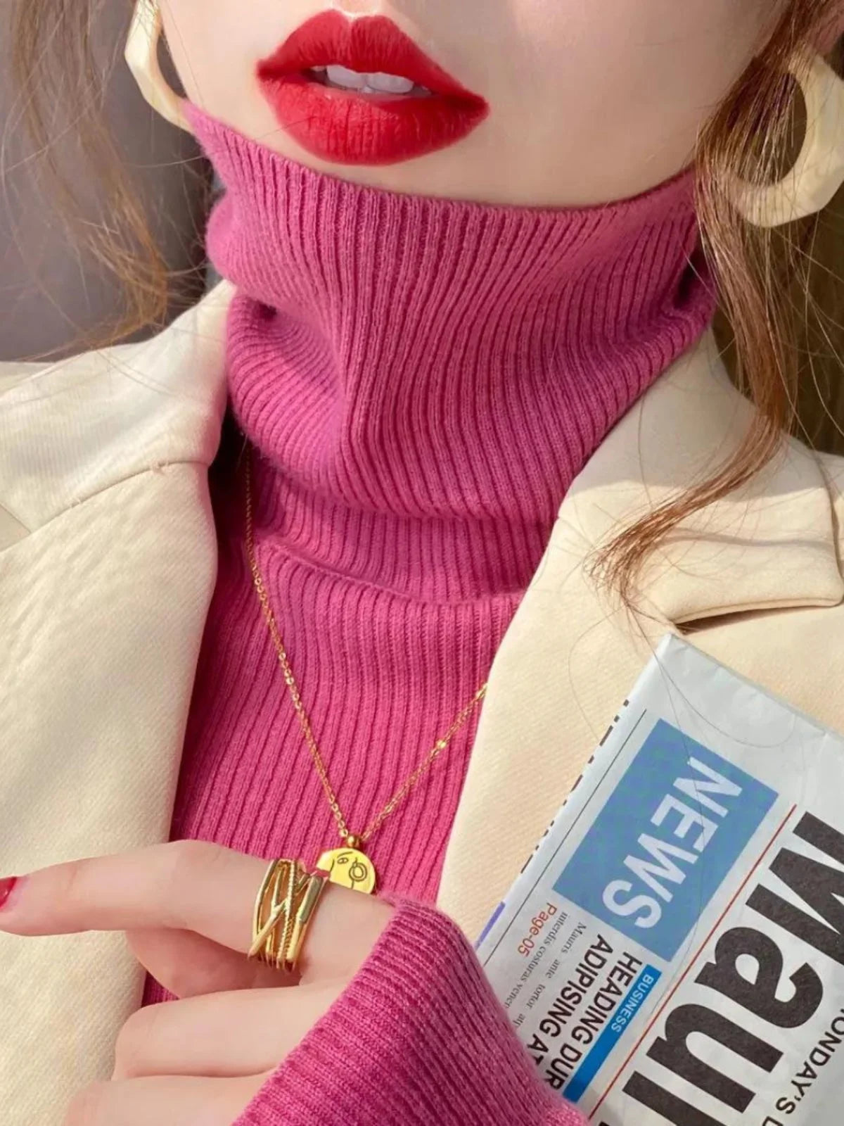2025 Base Sweater Autumn Winter Thick Turtleneck Sweater Casual Slim Knitted Pullover Korean Style Simple Base Layer Warm Tops