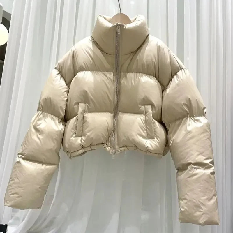 Women's Short Loose Thickened Cotton Jacket Stand Collar Fashionable Autumn Winter Outerwear Bread Style Small Size Friendly