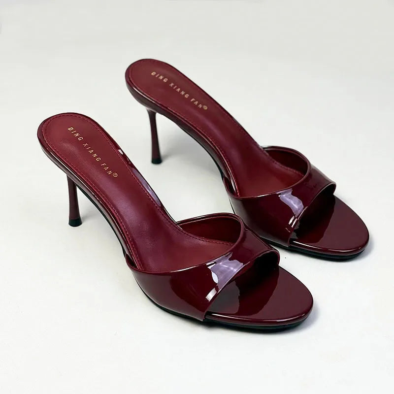 Heeled Footwear Female Slides Women Slippers Summer Spring Fashion Round Toe Ladies Thin Heels Slippers Sandals Pumps Shoes