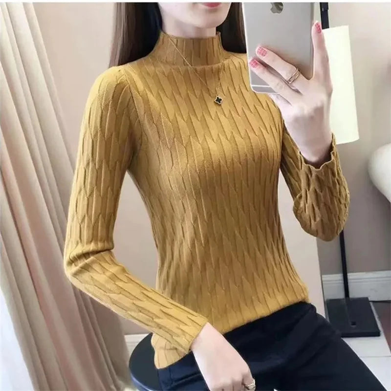 2023 Autumn Winter Turtleneck Thick Sweater Women Knitted Pullover Sweaters Long Sleeve Slim Jumper Soft Warm Pull Femme