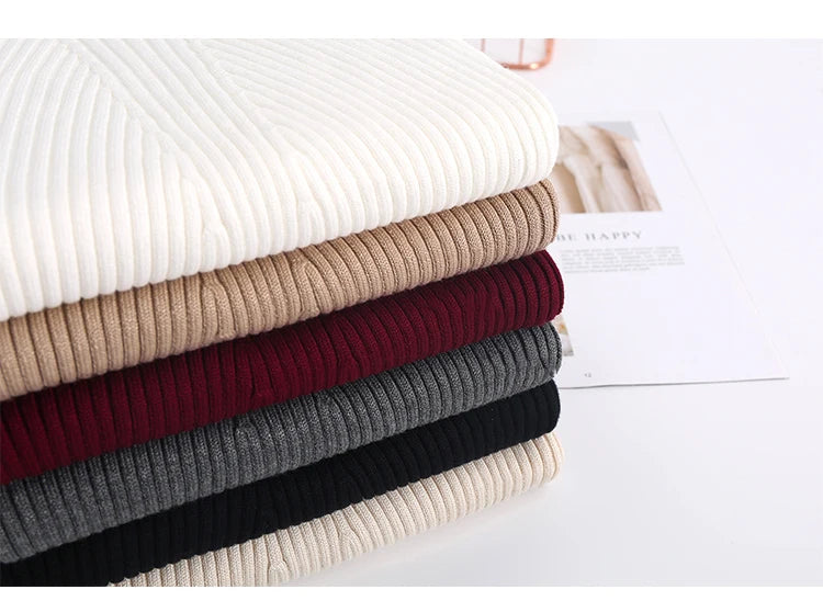 2025 Women Pullovers Autumn Winter Turtleneck Sweater Women Fashion Chic Knitted Tops Long Sleeve Jumper Pull Femme Clothing