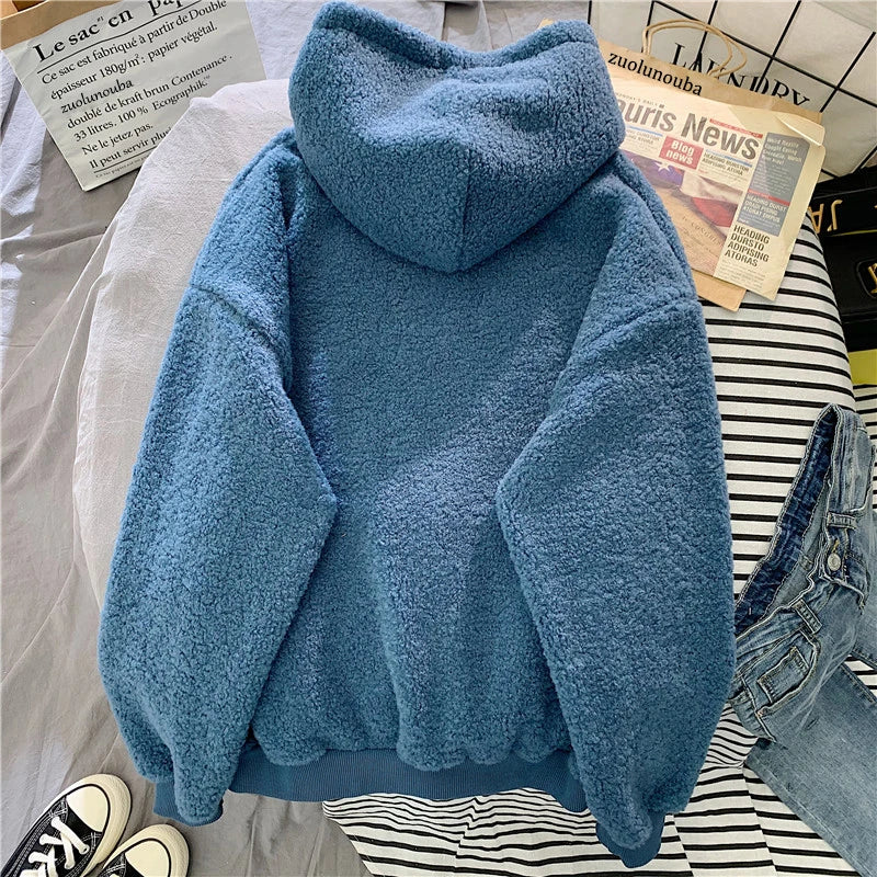 New Autumn Winter Clothes Thick Warm Coat Velvet Cashmere Women Hoody Sweatshirt Casual Tops Lady Loose Apricot Be Fun Pullover