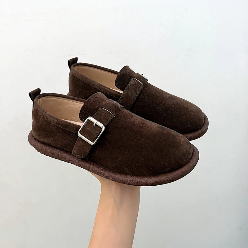 Thick bottoming women's retro spring and Autumn 2023 new loafers flat non-slip with skirt soft sole single shoes