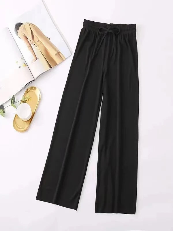 wide leg pant Korean version of the wild nine pants loose wide leg pants women summer sense high waist Straight InsTrouser pants