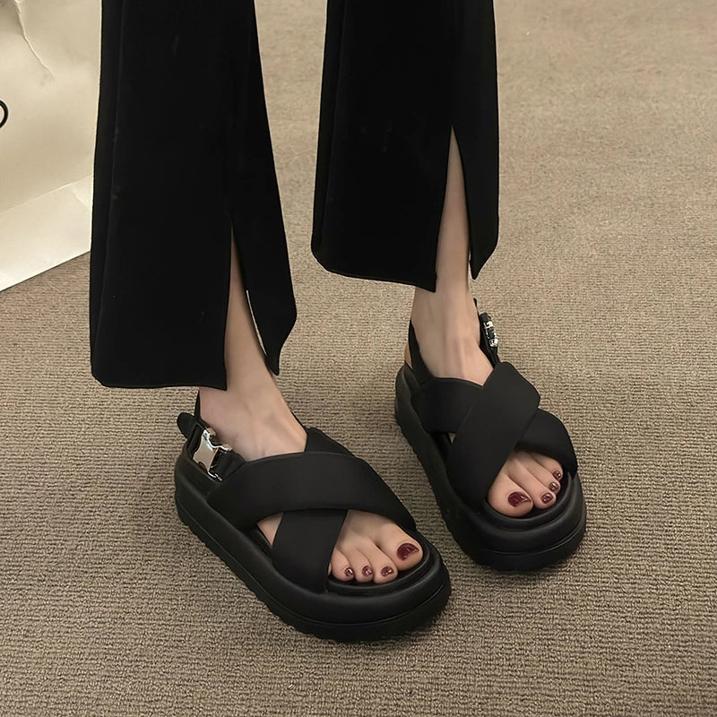 Female Sandals Comfort Shoes for Women 2025 New Elegant Summer Shoes Girls New Thick Beach Fashion Sandals
