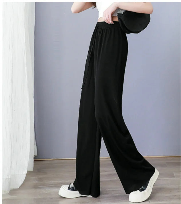 wide leg pant Korean version of the wild nine pants loose wide leg pants women summer sense high waist Straight InsTrouser pants
