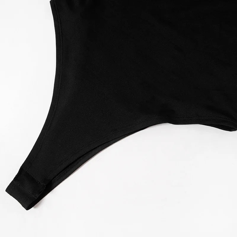 Long Sleeve Body Suits Women Fall Winter Clothes Letter Printed Black White Graphic Tops Y2k Streetwear