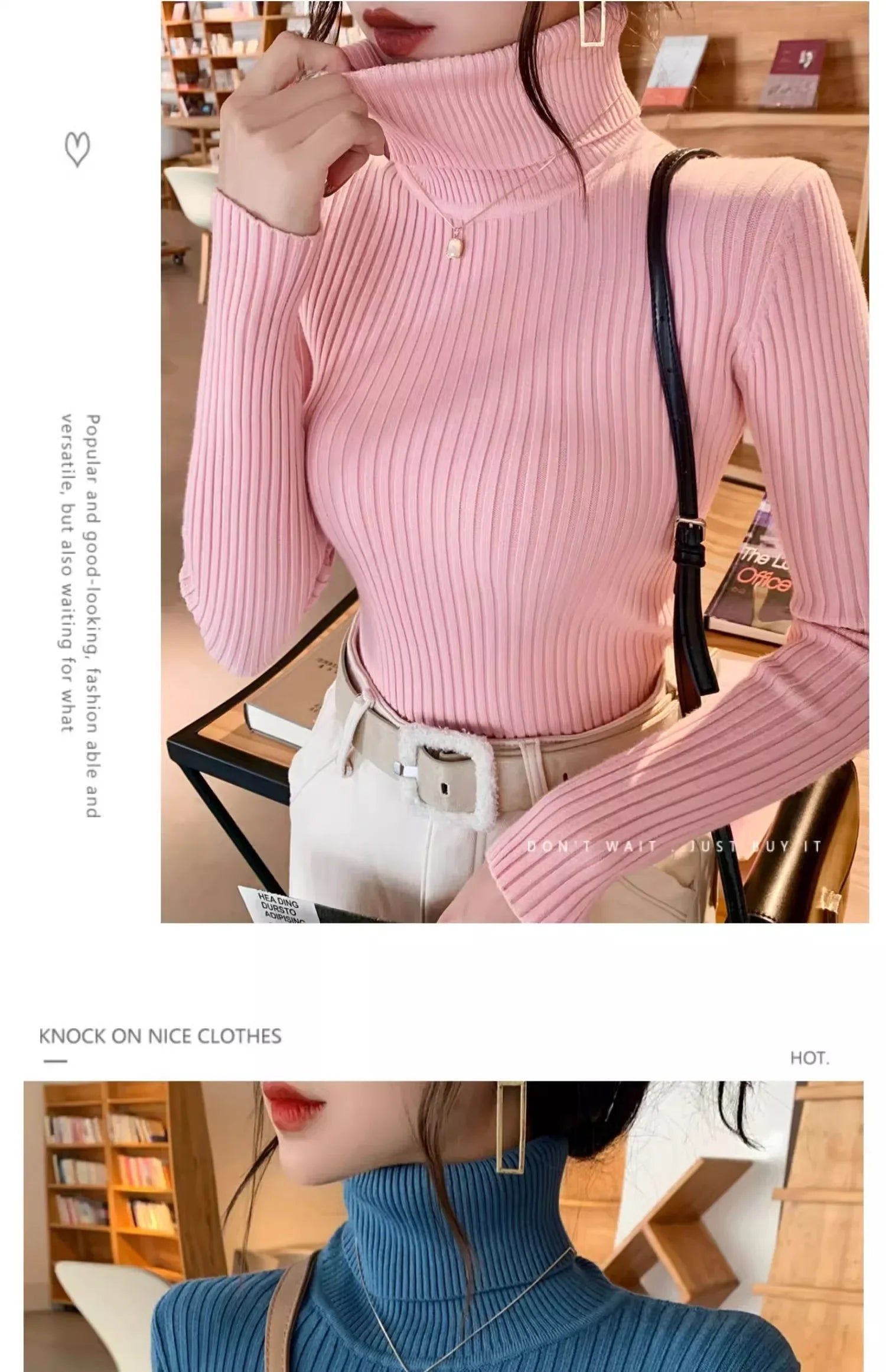 2025 Base Sweater Autumn Winter Thick Turtleneck Sweater Casual Slim Knitted Pullover Korean Style Simple Base Layer Warm Tops