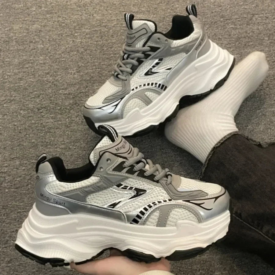 Women Platform Sneakers 2025 Autumn New Fashion Casual Lace Up Sports Shoes Woman Non Slip Walking Shoes Ladies Vulcanize Shoes