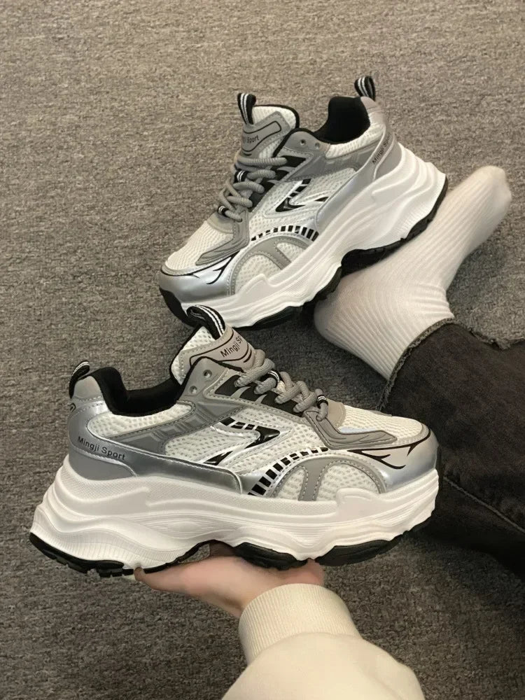 Women Platform Sneakers 2025 Autumn New Fashion Casual Lace Up Sports Shoes Woman Non Slip Walking Shoes Ladies Vulcanize Shoes