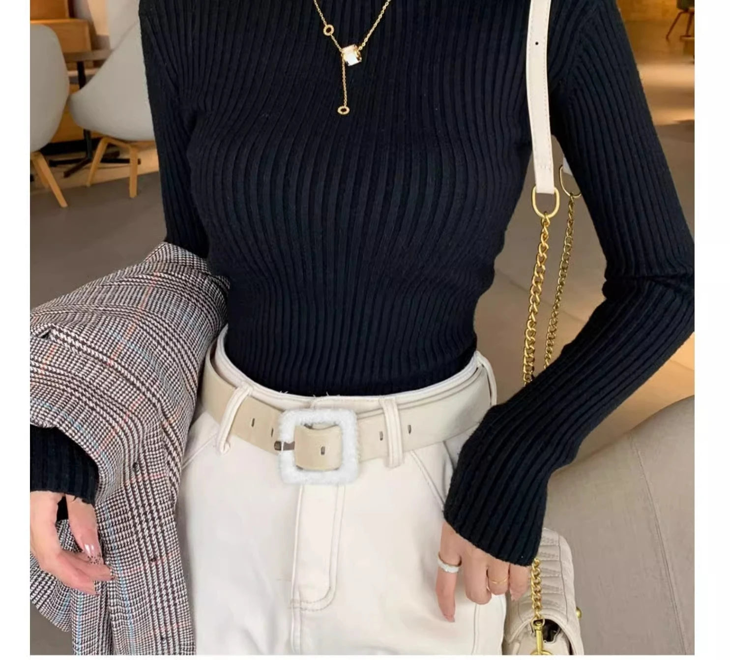 2025 Base Sweater Autumn Winter Thick Turtleneck Sweater Casual Slim Knitted Pullover Korean Style Simple Base Layer Warm Tops