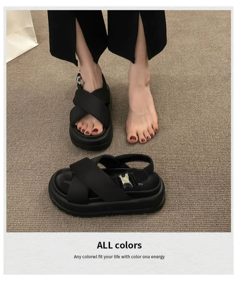 Female Sandals Comfort Shoes for Women 2025 New Elegant Summer Shoes Girls New Thick Beach Fashion Sandals