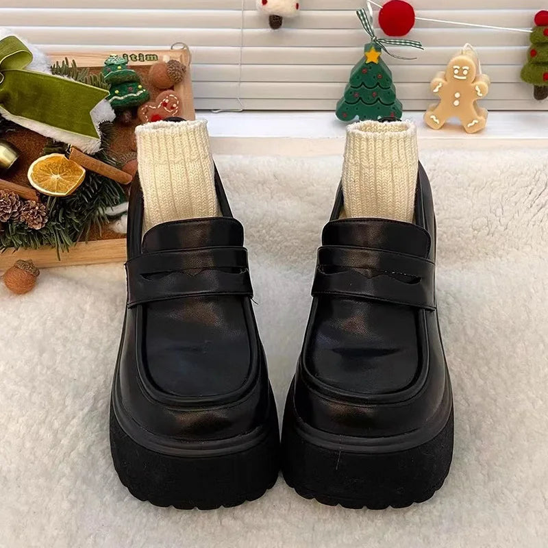 women's thick soled shoes Hot Sale Women Retro Pumps High Heels Fashion comfort Loafers Woman Uniform Mary Jane Shoes Ladies ﻿