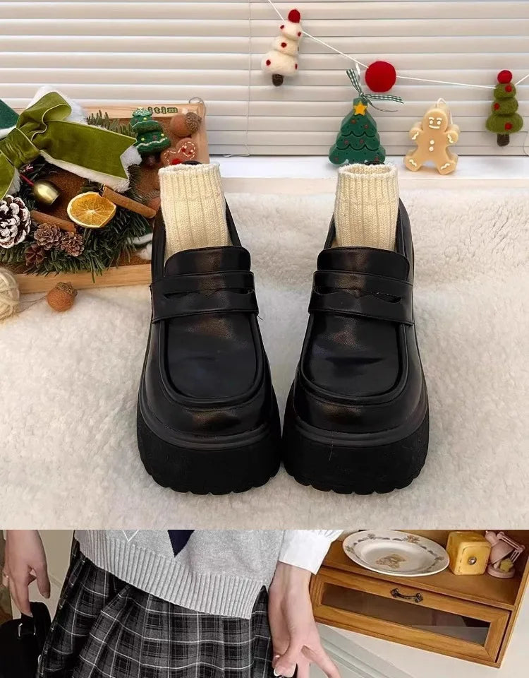 women's thick soled shoes Hot Sale Women Retro Pumps High Heels Fashion comfort Loafers Woman Uniform Mary Jane Shoes Ladies ﻿
