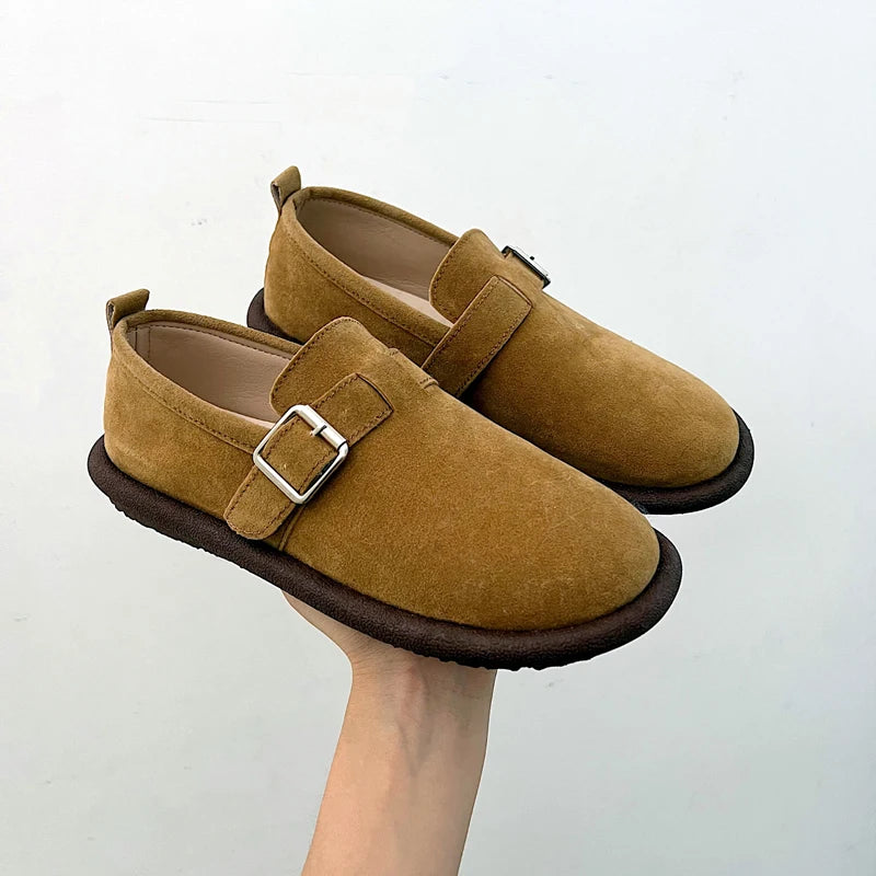 Thick bottoming women's retro spring and Autumn 2023 new loafers flat non-slip with skirt soft sole single shoes