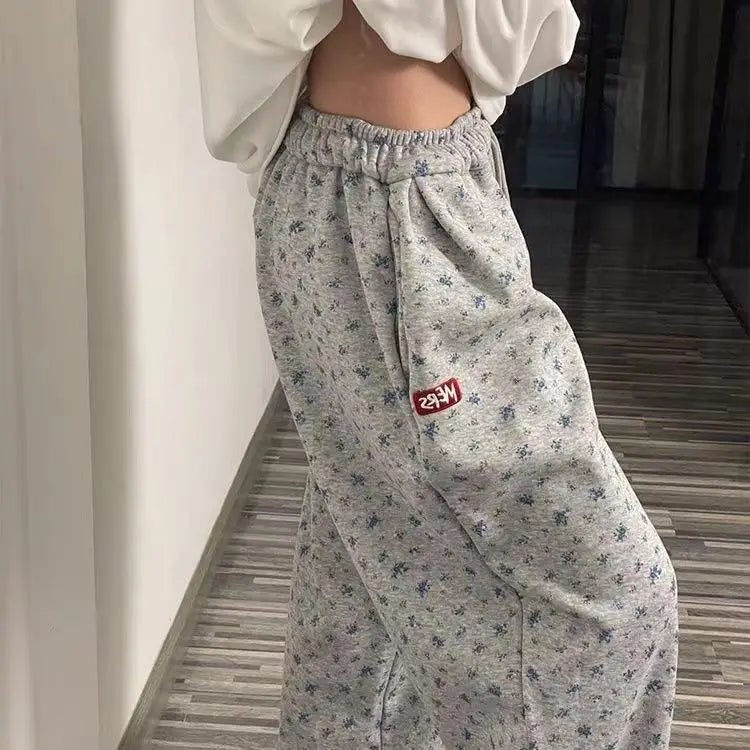 Wide Leg Pants Women Drawstring Design Loose Plus Velvet Warm College Students Autumn Winter All-match Elastic Waist Fashion Ins