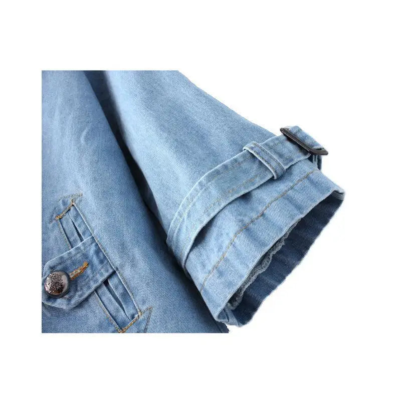 Denim Cape Coat Female Jacket Double Breasted Jackets Women Office Lady Windbreaker Denim Basic Coats 2024 Autumn Overcoat
