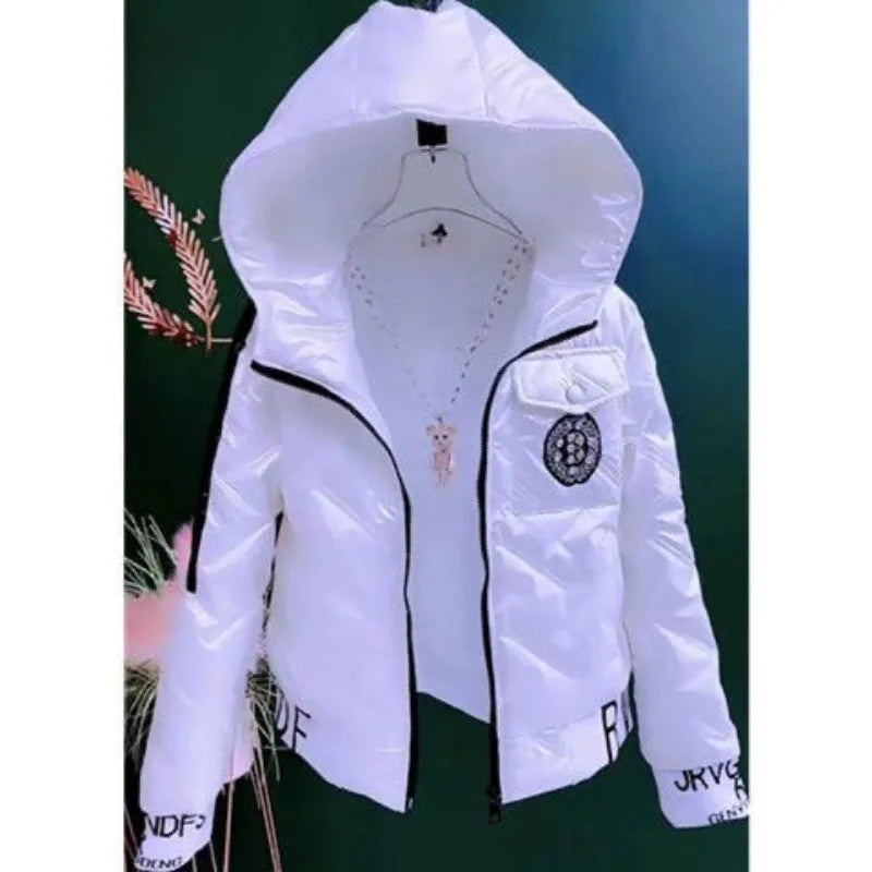Autumn Winter 2025 New Women Jacket Bright Cotton Clothes Parkas Fashion Hooded Coat