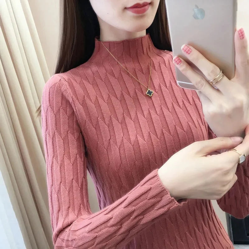 2023 Autumn Winter Turtleneck Thick Sweater Women Knitted Pullover Sweaters Long Sleeve Slim Jumper Soft Warm Pull Femme