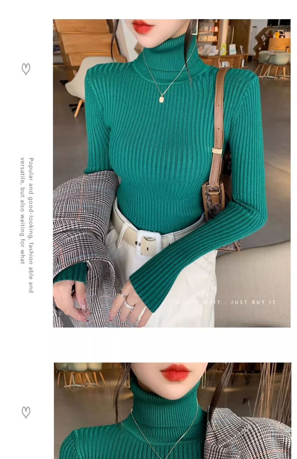 2025 Base Sweater Autumn Winter Thick Turtleneck Sweater Casual Slim Knitted Pullover Korean Style Simple Base Layer Warm Tops