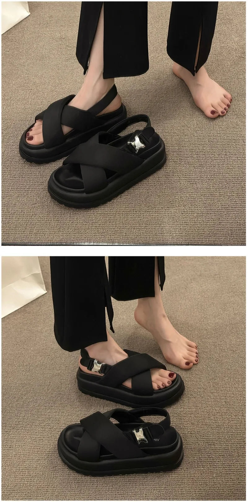 Female Sandals Comfort Shoes for Women 2025 New Elegant Summer Shoes Girls New Thick Beach Fashion Sandals