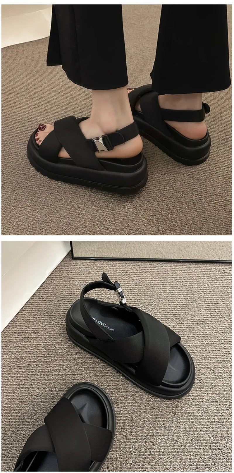 Female Sandals Comfort Shoes for Women 2025 New Elegant Summer Shoes Girls New Thick Beach Fashion Sandals