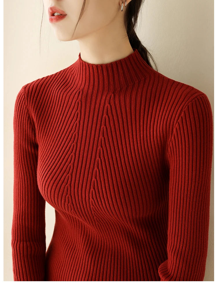 2025 Women Pullovers Autumn Winter Turtleneck Sweater Women Fashion Chic Knitted Tops Long Sleeve Jumper Pull Femme Clothing