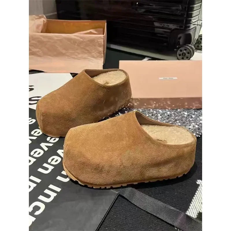 Shoes Woman 2024 Round Toe Clogs Platform Slip-on All-Match New Summer Creepers Slip On Comfortable Concise Slipper Slides