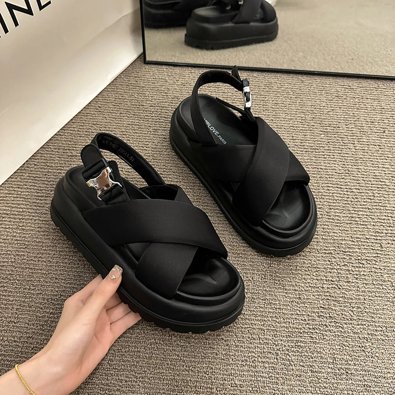 Female Sandals Comfort Shoes for Women 2025 New Elegant Summer Shoes Girls New Thick Beach Fashion Sandals