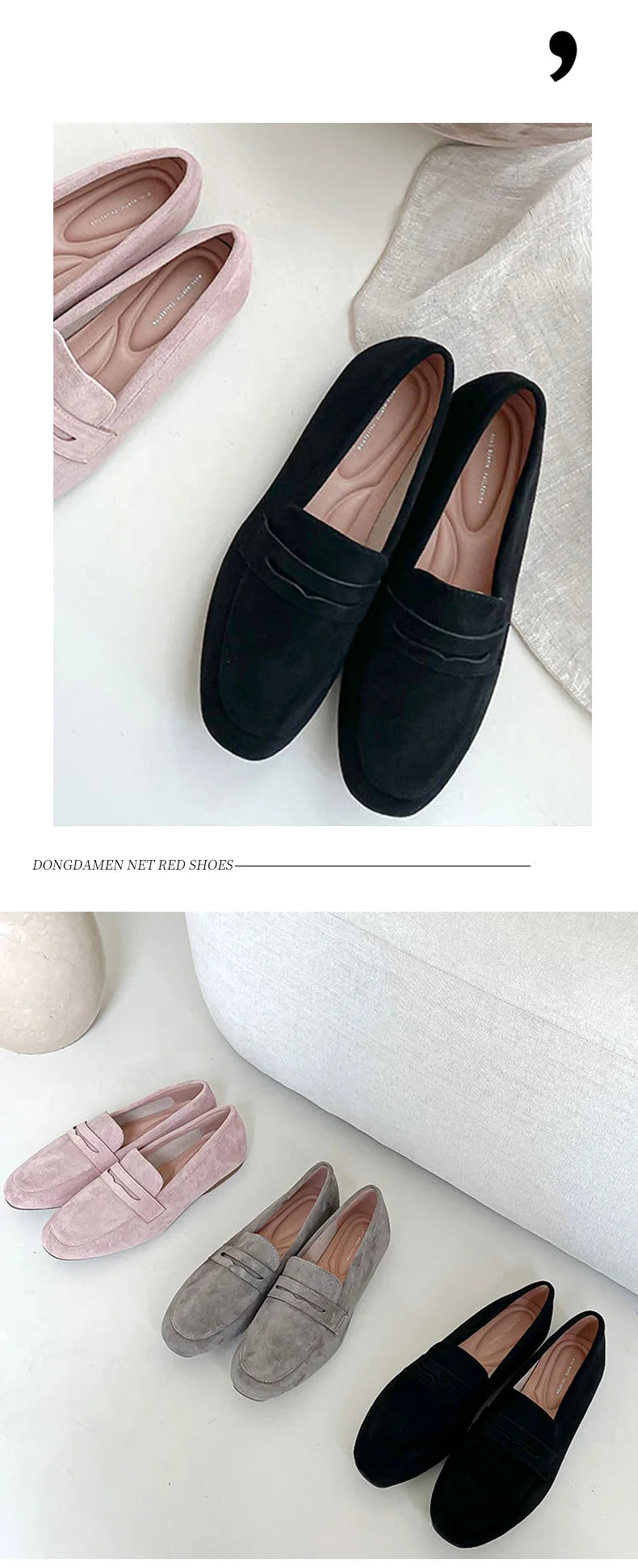 2022 New Women Flat Shoes Woman Loafers Spring Autumn Casual Suede Slip on Woman Shoe Comfortable Lightweight Shoe Mujer Sapato