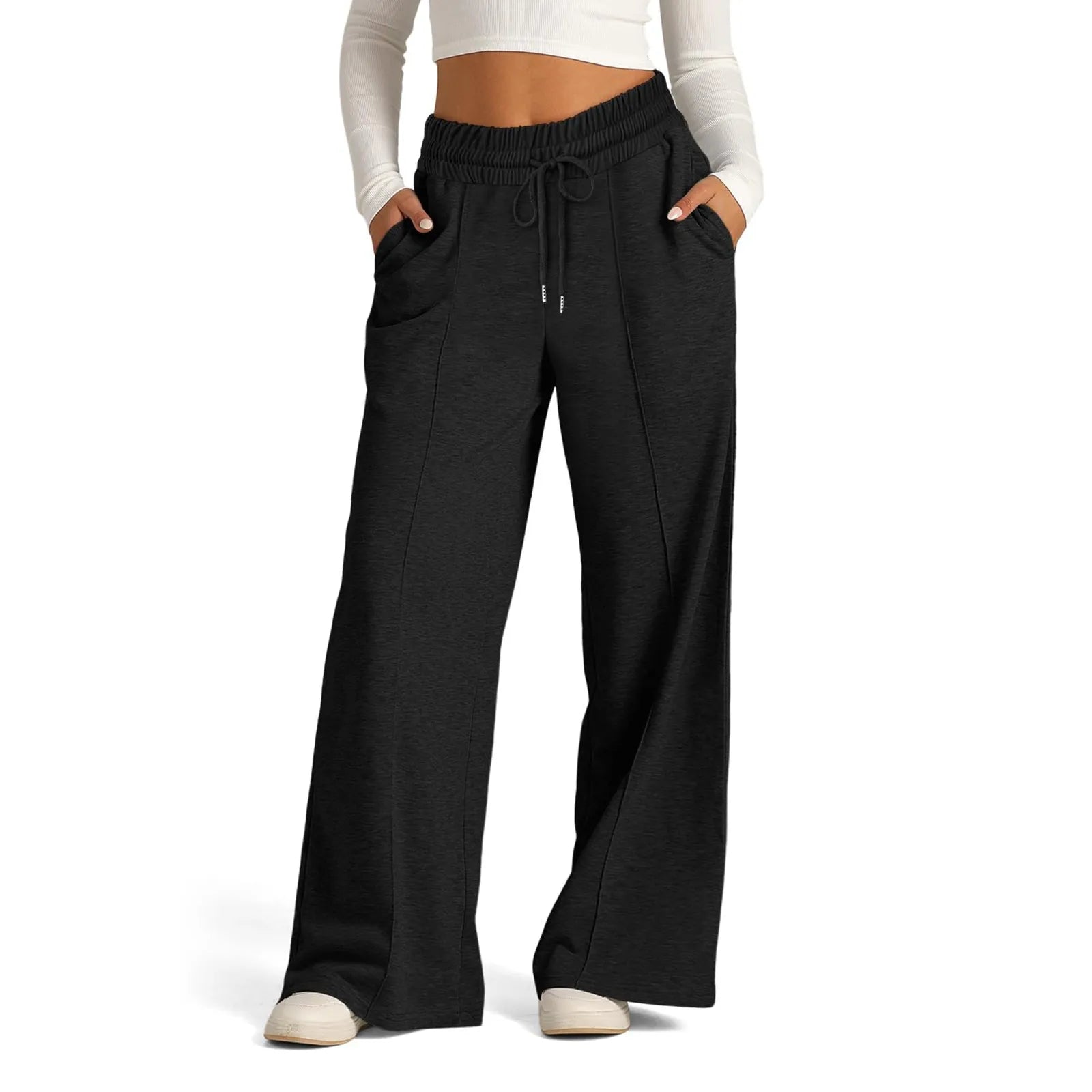 Wide Leg Pants For Women’S Fleece Lined Sweatpants Straight Pants Bottom All-Math Plain Fitness Joggers Pants Travel Basic