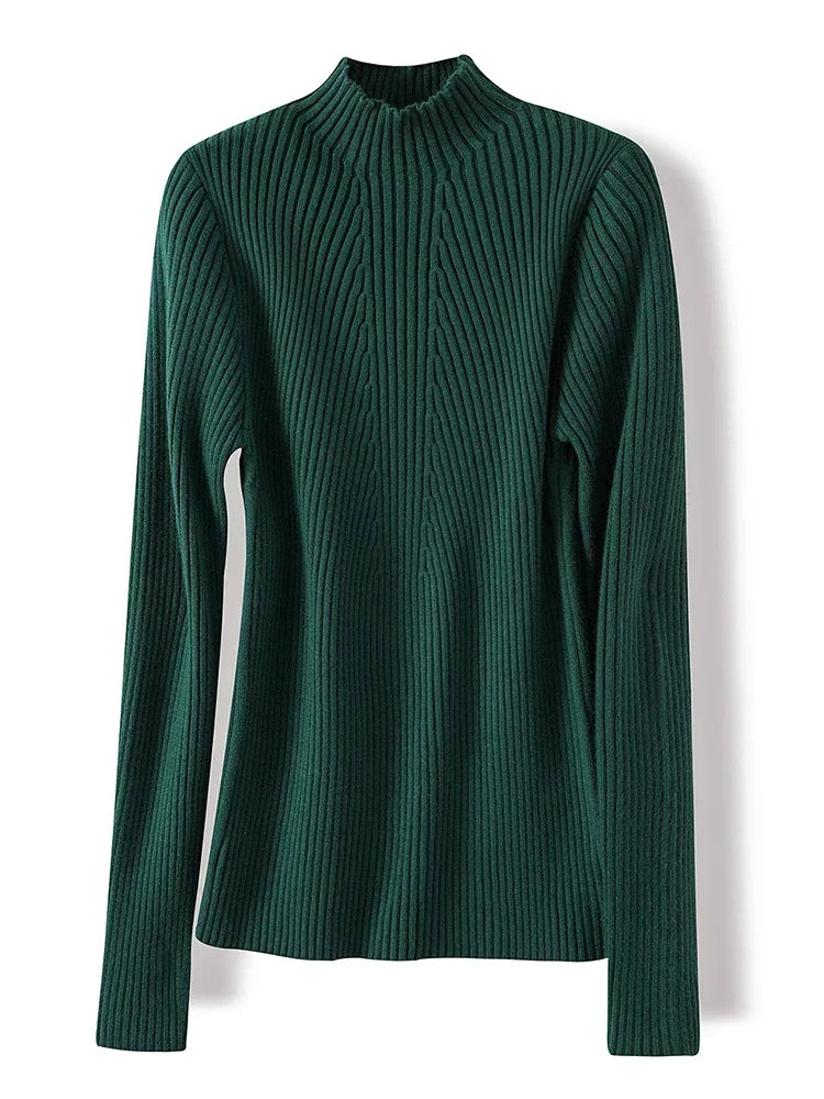 2025 Women Pullovers Autumn Winter Turtleneck Sweater Women Fashion Chic Knitted Tops Long Sleeve Jumper Pull Femme Clothing
