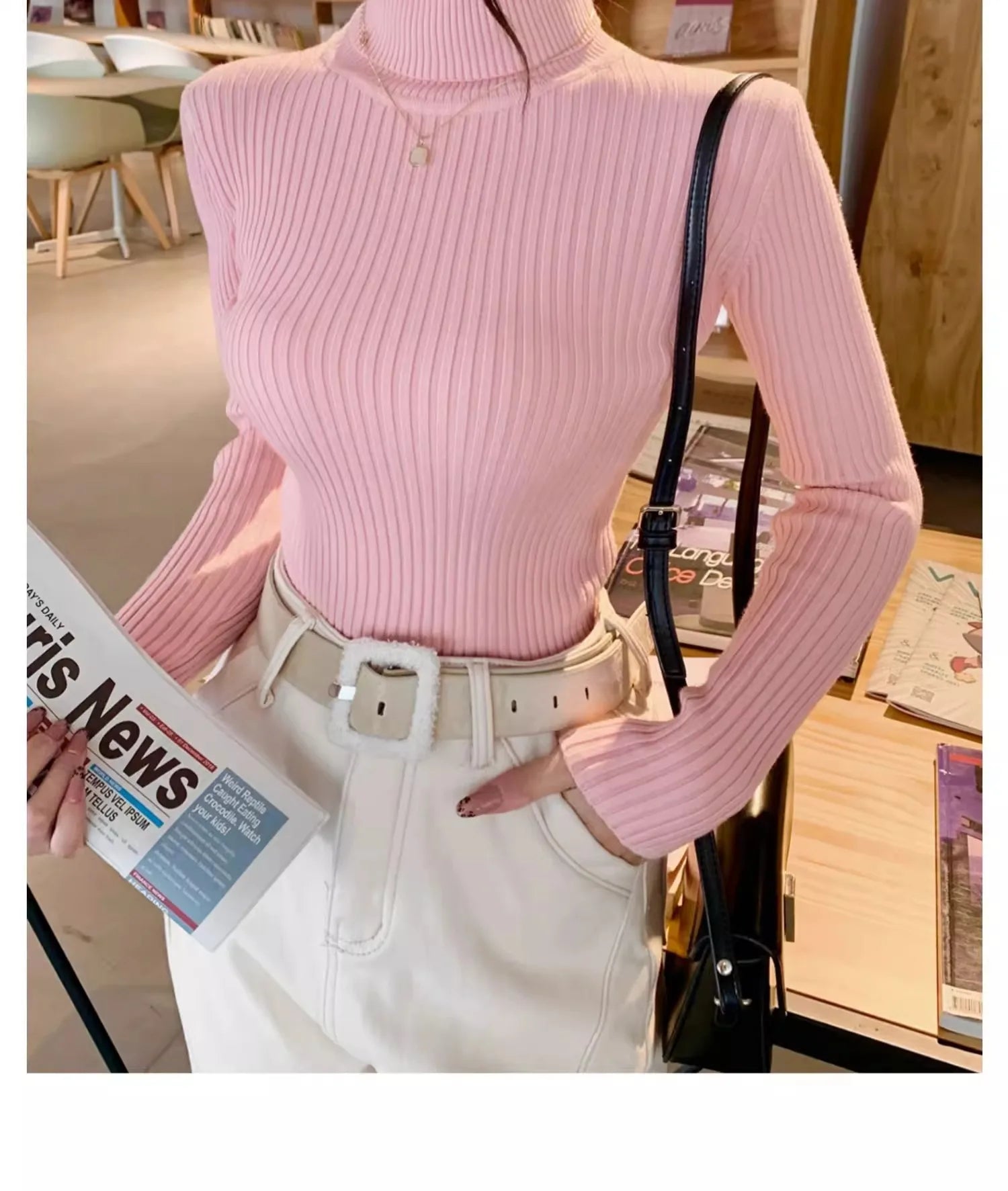 2025 Base Sweater Autumn Winter Thick Turtleneck Sweater Casual Slim Knitted Pullover Korean Style Simple Base Layer Warm Tops