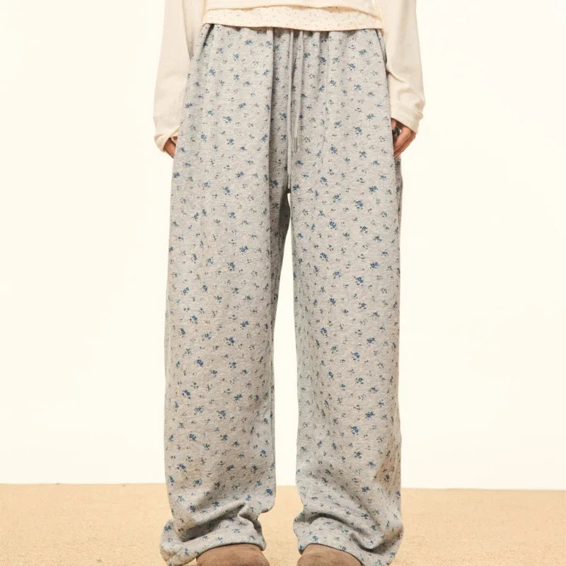 Wide Leg Pants Women Drawstring Design Loose Plus Velvet Warm College Students Autumn Winter All-match Elastic Waist Fashion Ins